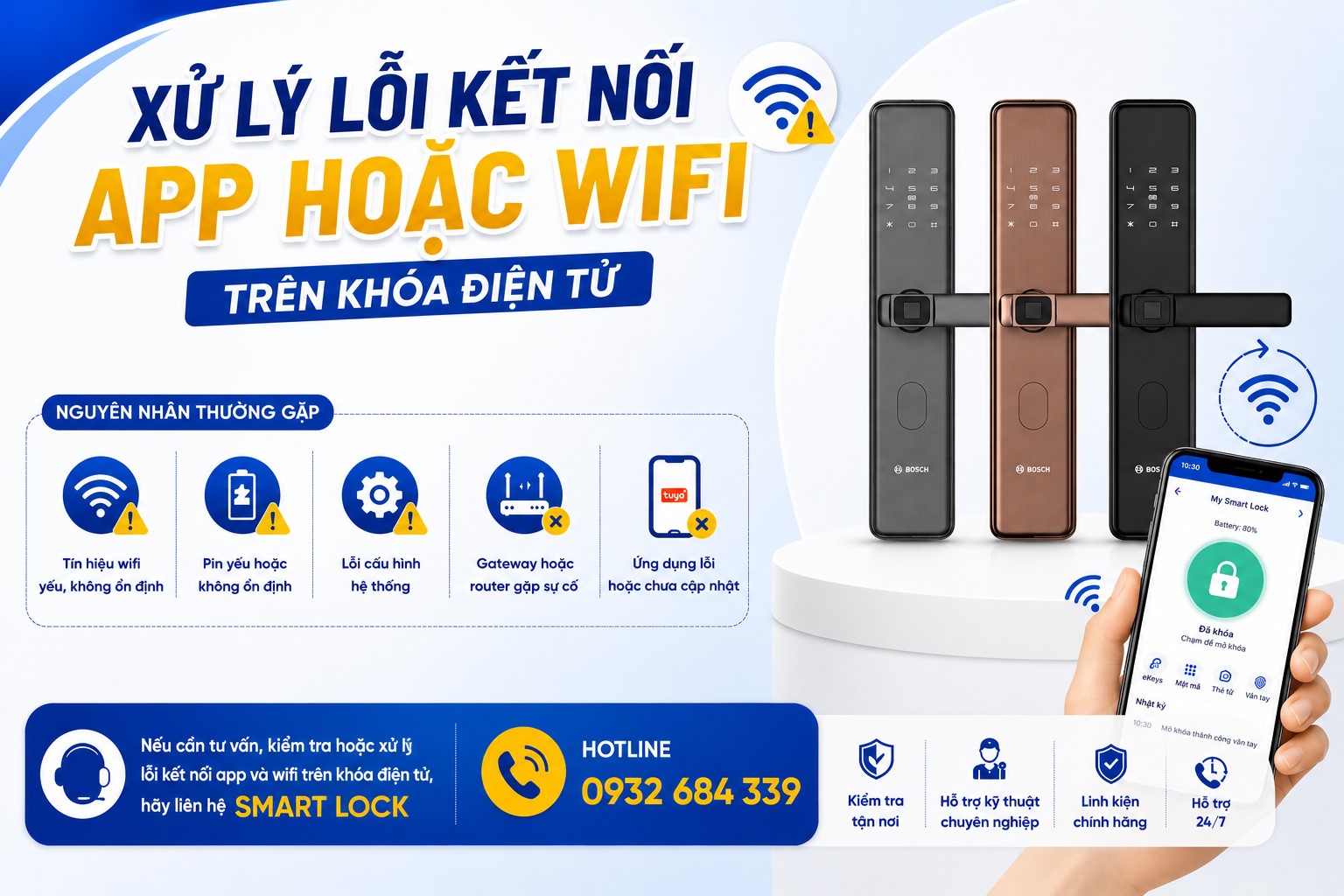 Cách khắc phục lỗi kết nối app hoặc wifi trên khóa điện tử