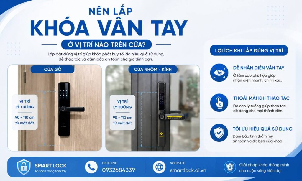 Nên lắp khóa vân tay ở vị trí nào trên cửa chuẩn nhất