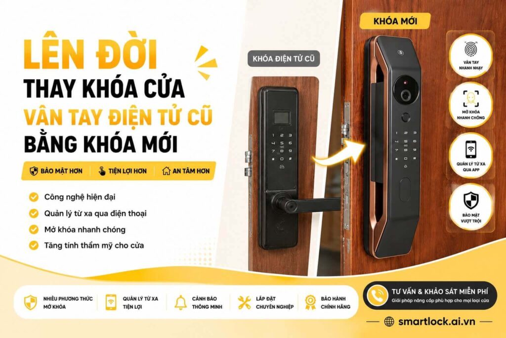 [Lên đời] Thay khóa cửa vân tay điện tử cũ bằng khóa mới
