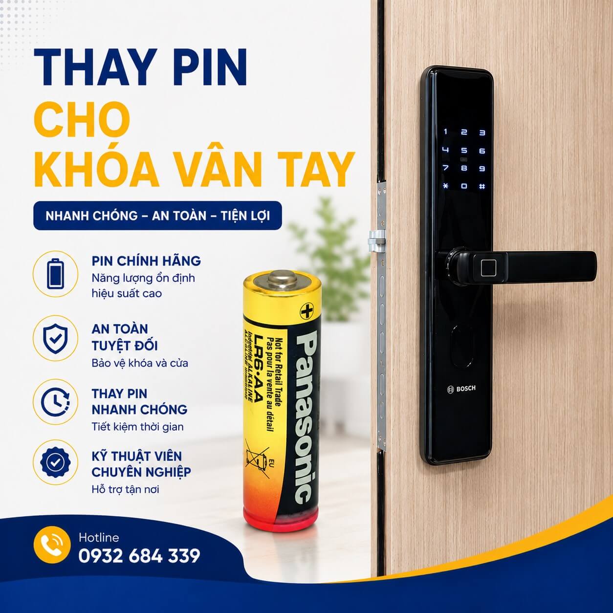 Khóa không nhận vân tay xử lý thế nào, dịch vụ sửa chữa tại nhà Thay pin cho khóa vân tay điện tử