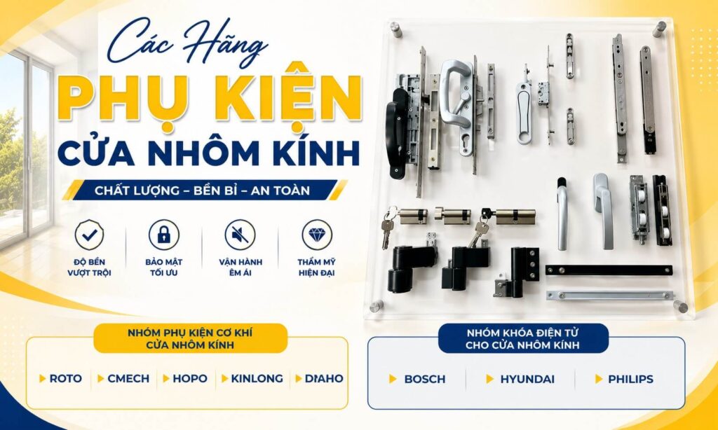 TOP Các Hãng Phụ Kiện Cửa Nhôm Kính Chất Lượng Tốt Hiện Nay