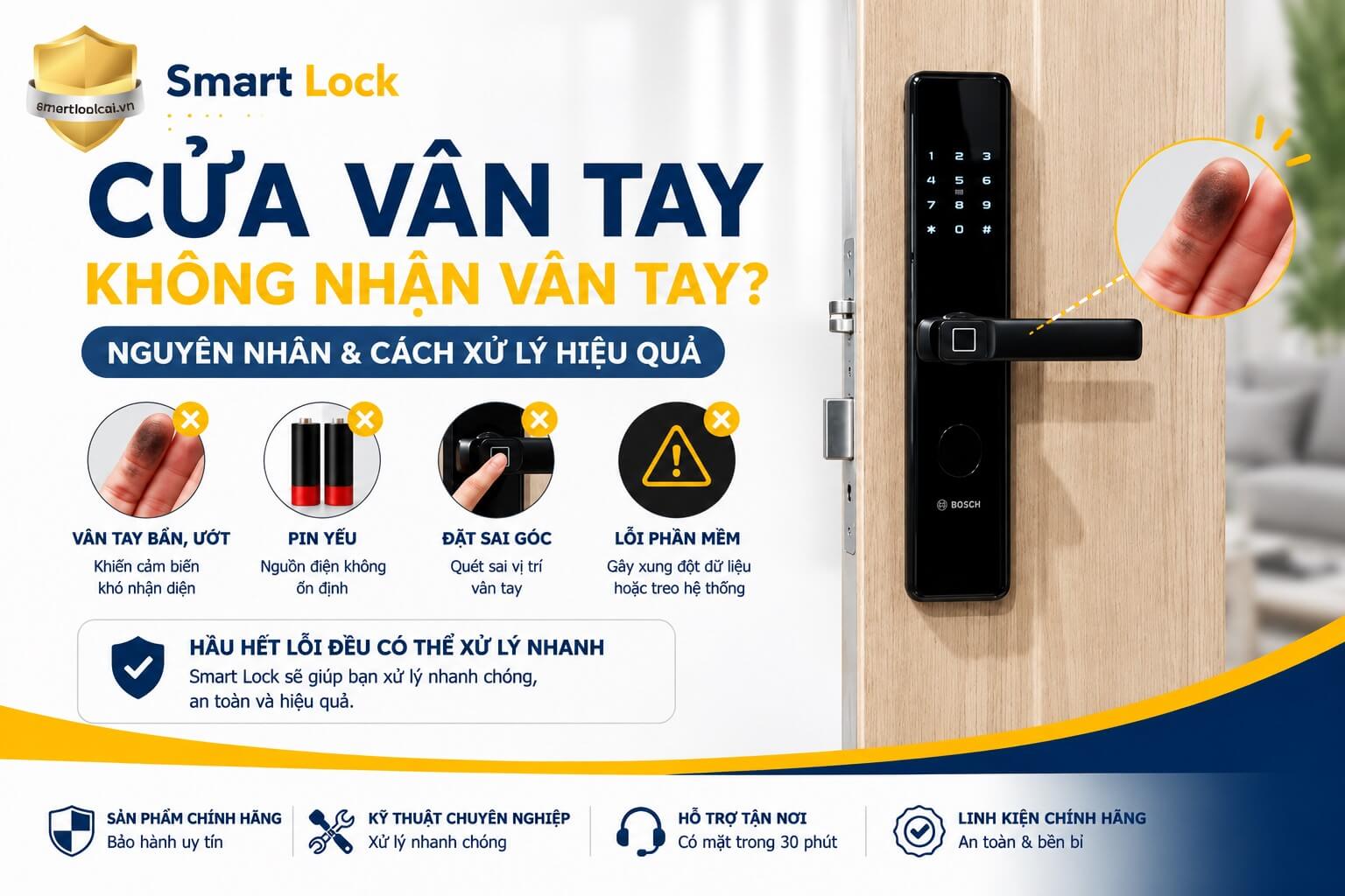 Cửa vân tay không nhận vân tay phải làm sao | Smart Lock