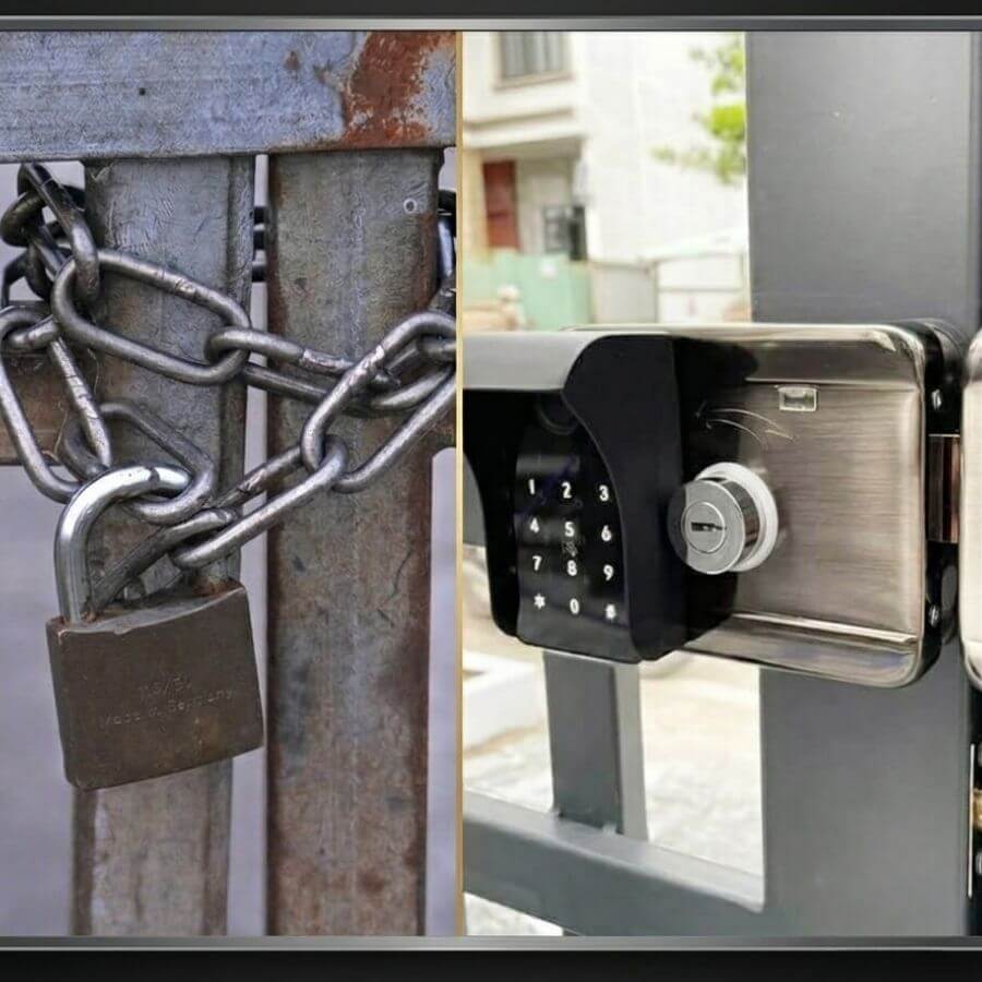Nên chọn khóa cổng truyền thống hay khóa cửa cổng điện tử Khóa cơ và khóa điện tử cửa cổng