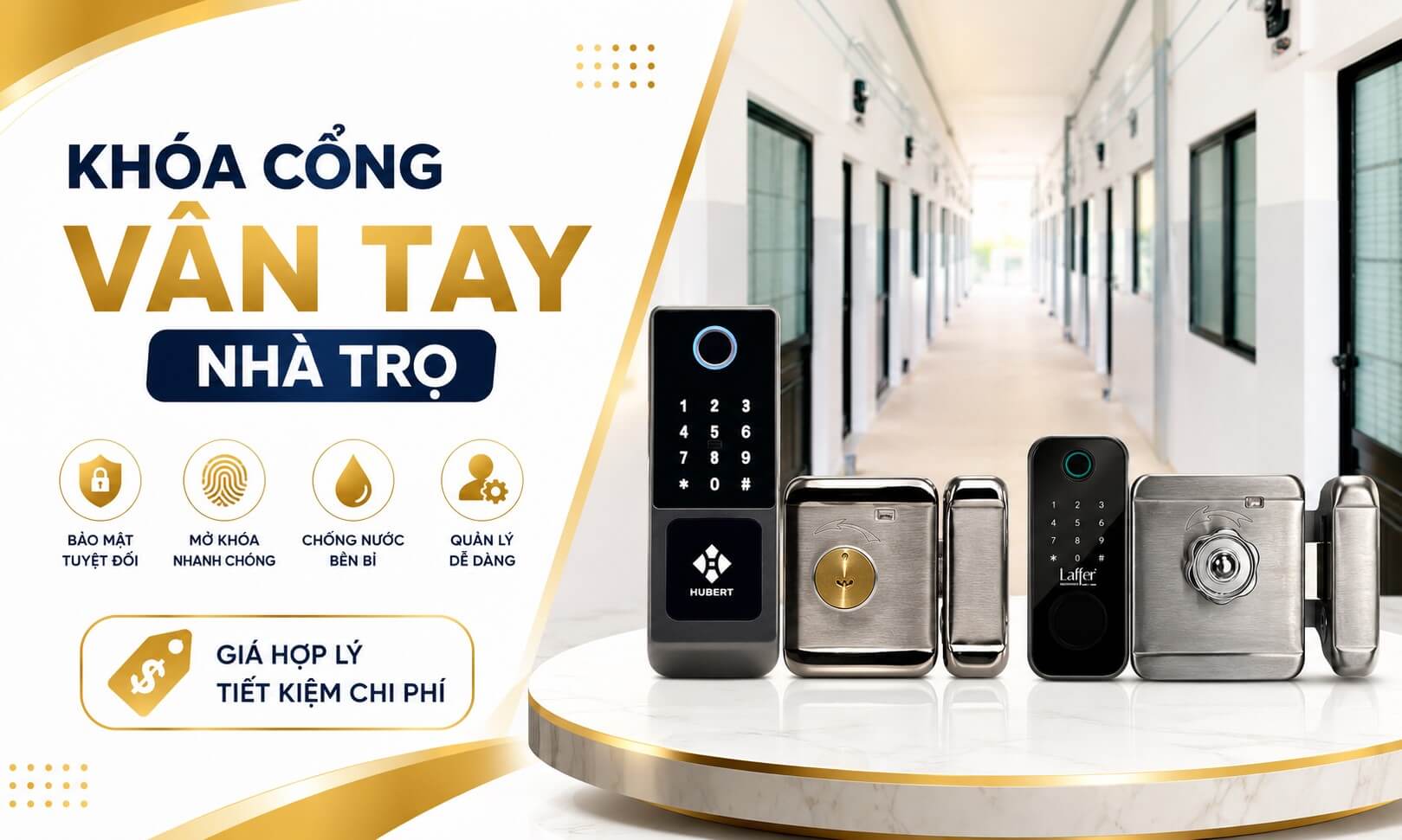 Gợi ý 5 mẫu khóa cổng vân tay nhà trọ giá rẻ chống nước tốt