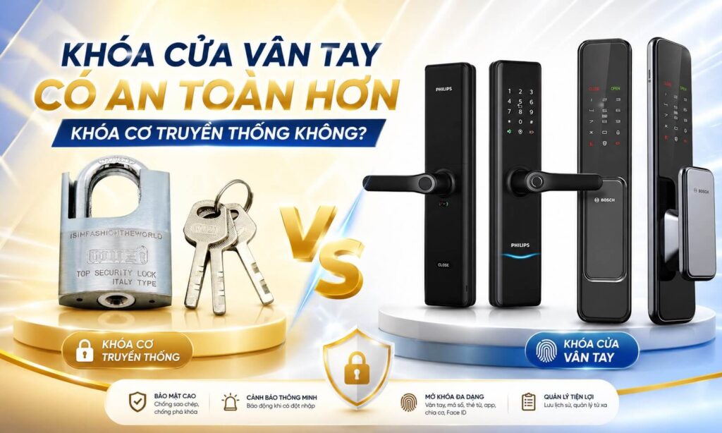 Khóa cửa vân tay có an toàn hơn khóa cơ truyền thống không Khóa cửa vân tay có an toàn hơn khóa cơ truyền thống không