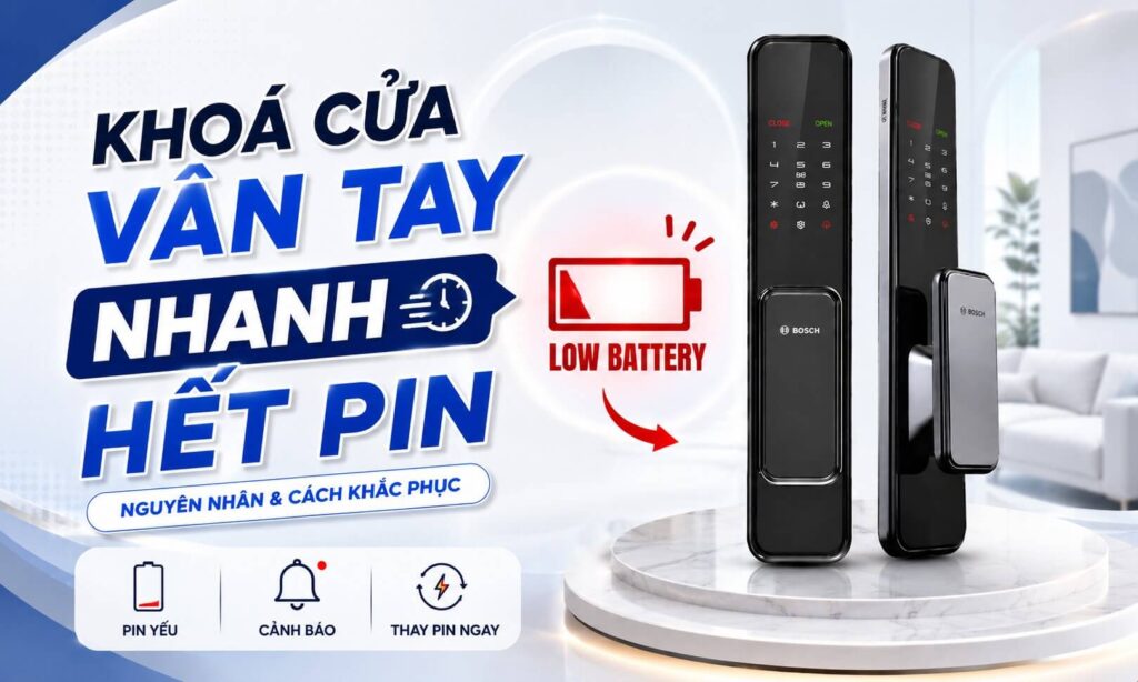Khóa cửa vân tay nhanh hết pin, nguyên do và cách xử lý nhanh