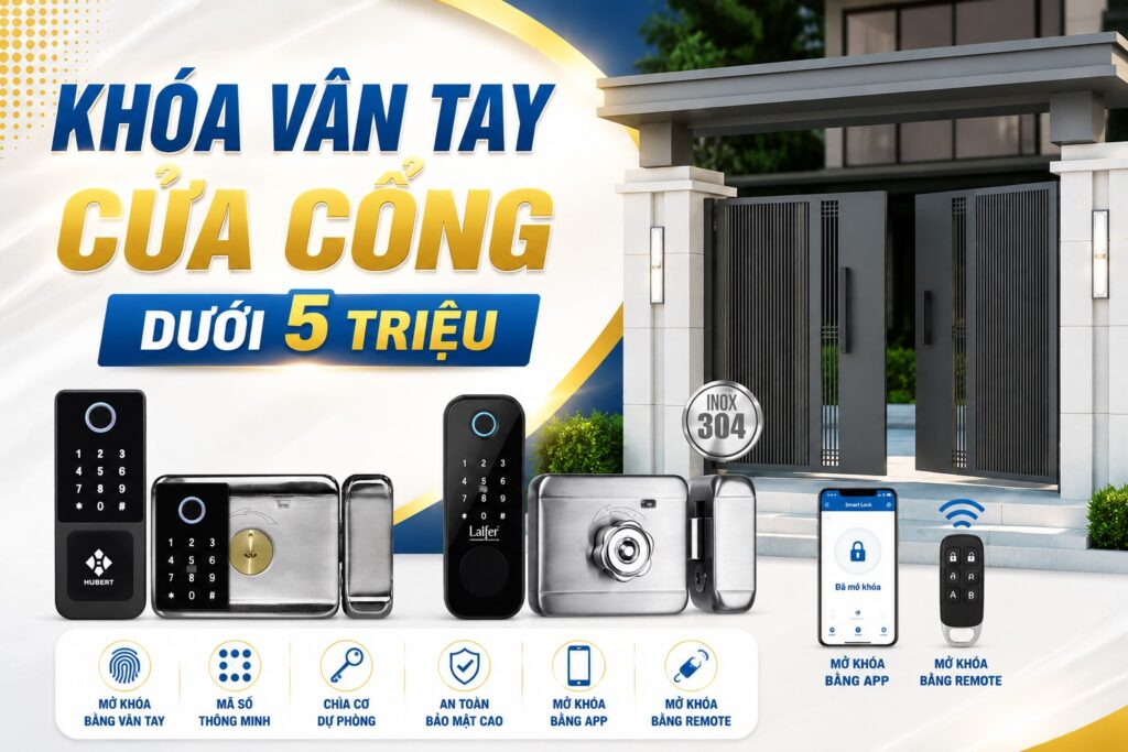 Danh sách khóa vân tay cửa cổng dưới 5 triệu đáng mua hiện nay Danh sách khóa vân tay cửa cổng dưới 5 triệu đáng mua hiện nay