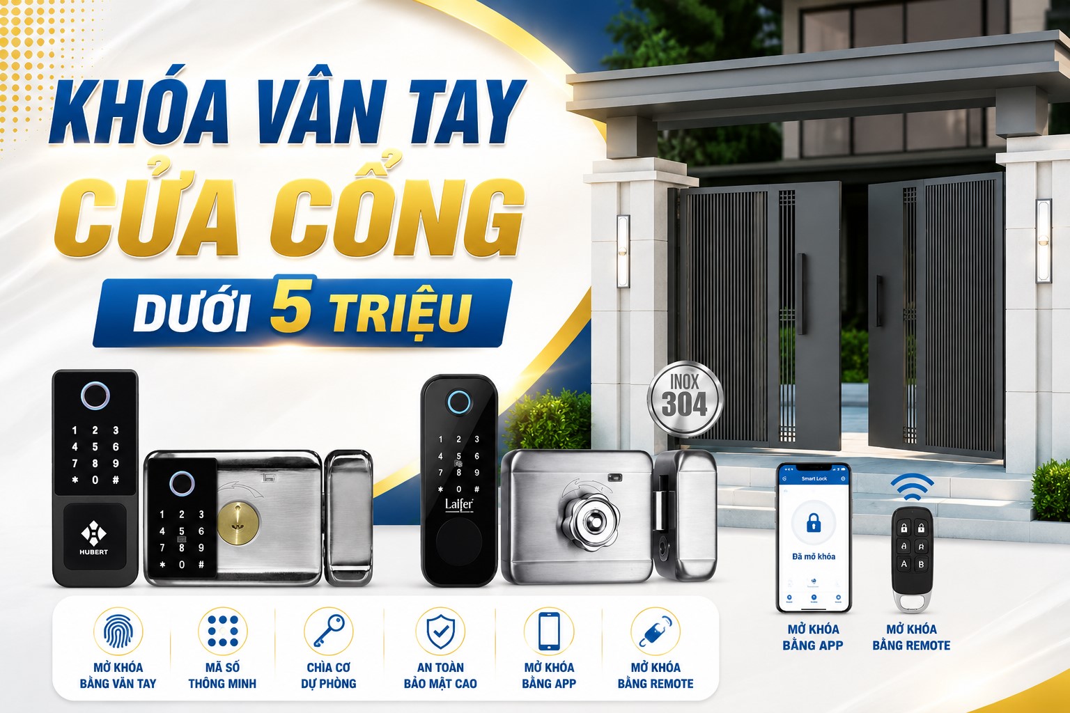 Danh sách khóa vân tay cửa cổng dưới 5 triệu đáng mua hiện nay