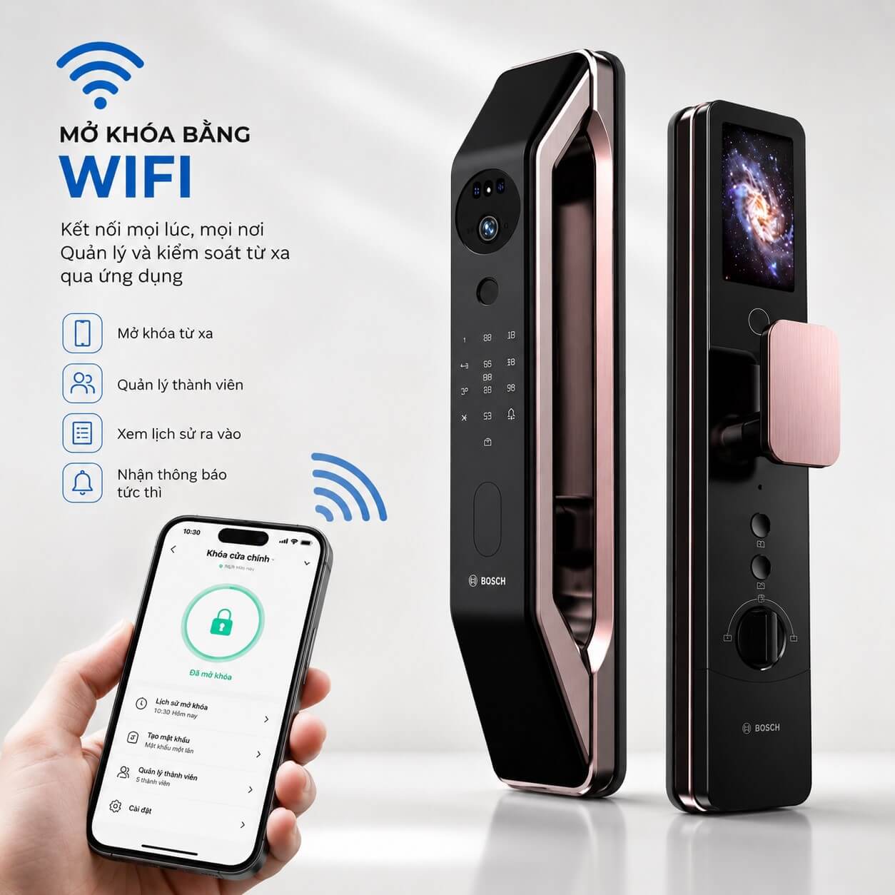 Danh sách những mẫu khóa cửa vân tay wifi chất lượng chính hãng Khóa vân tay mở bằng wifi