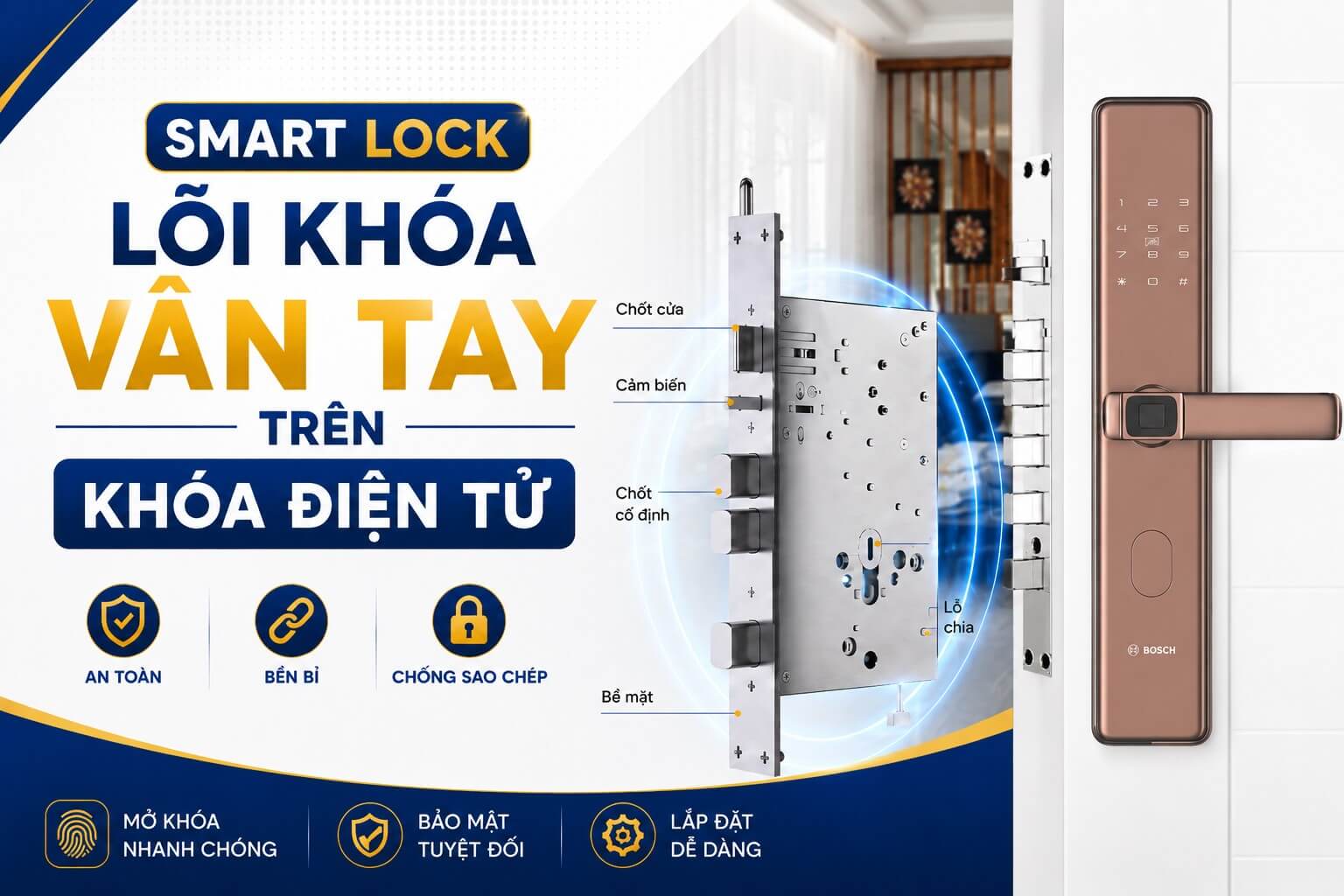 Các loại lõi khóa vân tay trên khóa thông minh điện tử