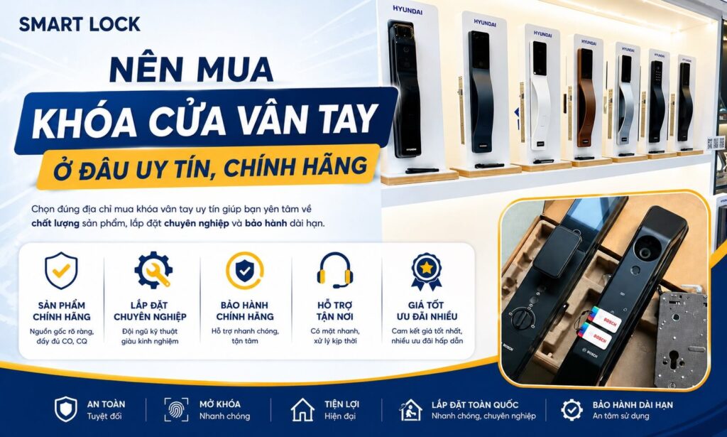 Nên mua khoá cửa vân tay ở đâu uy tín, chính hãng hiện nay