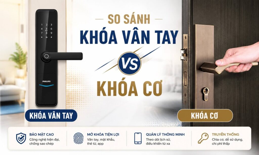 Sự khác nhau giữa khóa cửa vân tay và khóa cơ truyền thống