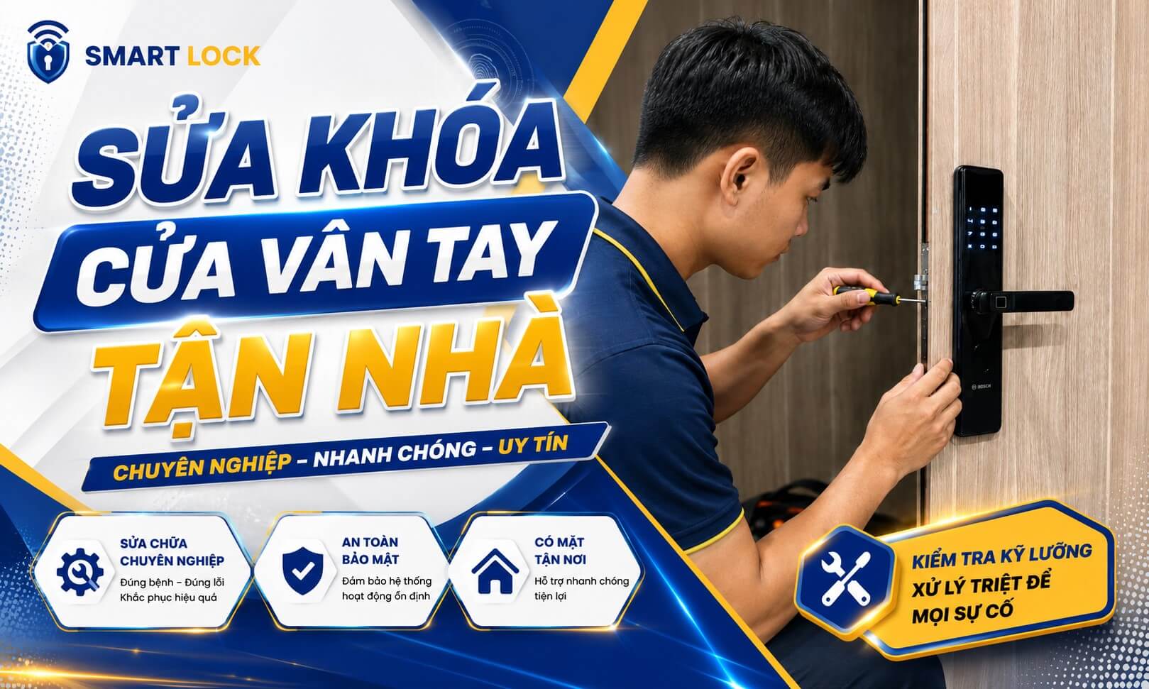 Sửa khoá cửa vân tay gần đây | Có mặt nhanh tại nhà sau 30 phút