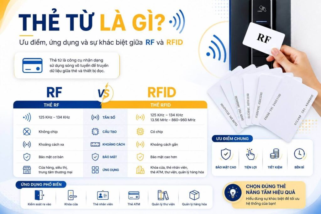 Thẻ từ là gì? Ưu điểm, ứng dụng và sự khác biệt giữa RF và RFID