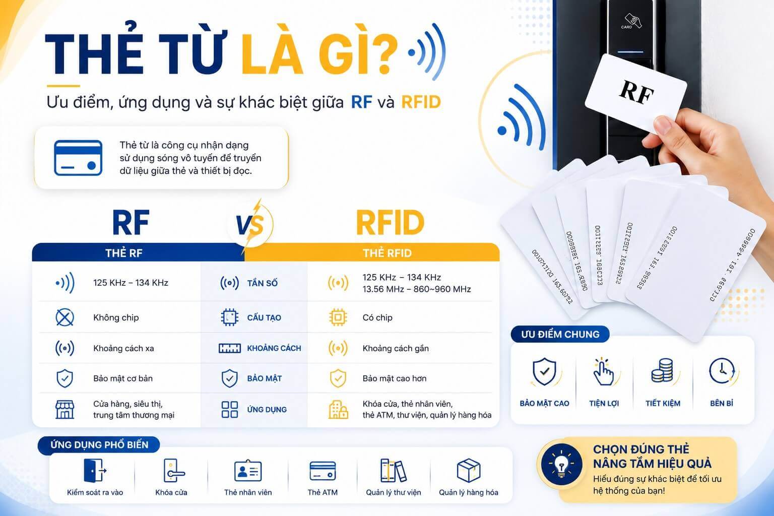 Thẻ từ là gì? Ưu điểm, ứng dụng và sự khác biệt giữa RF và RFID
