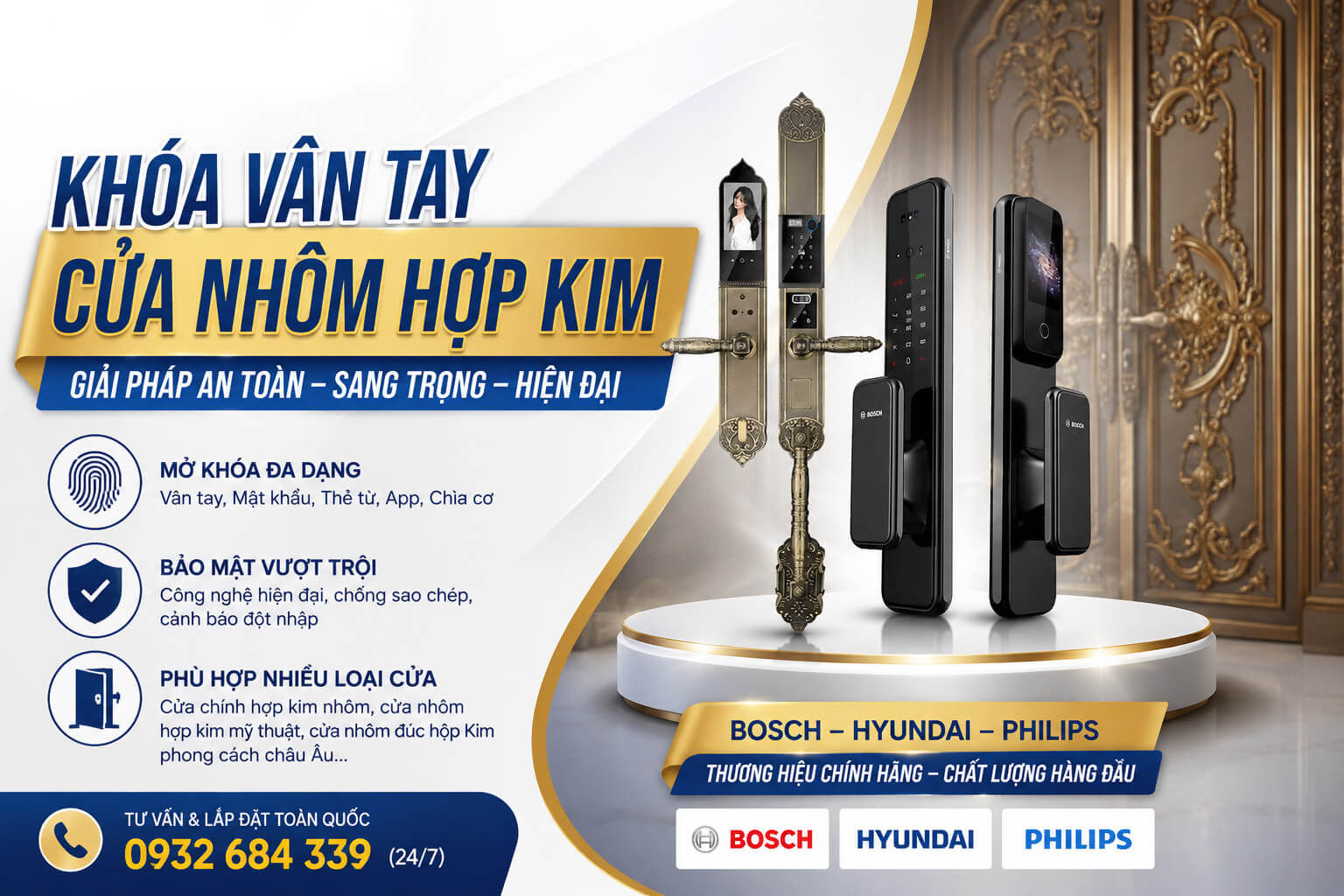 Khóa Vân Tay Cửa Nhôm Hợp Kim Mỹ Thuật Chính Hãng Khóa Vân Tay Cửa Nhôm Hợp Kim