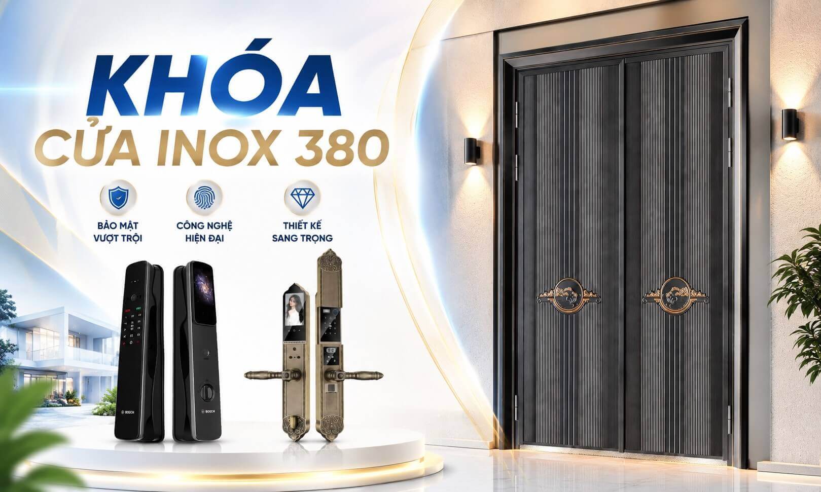 Khoá cửa inox 380 cao cấp chính hãng phù hợp đa dạng mẫu cửa