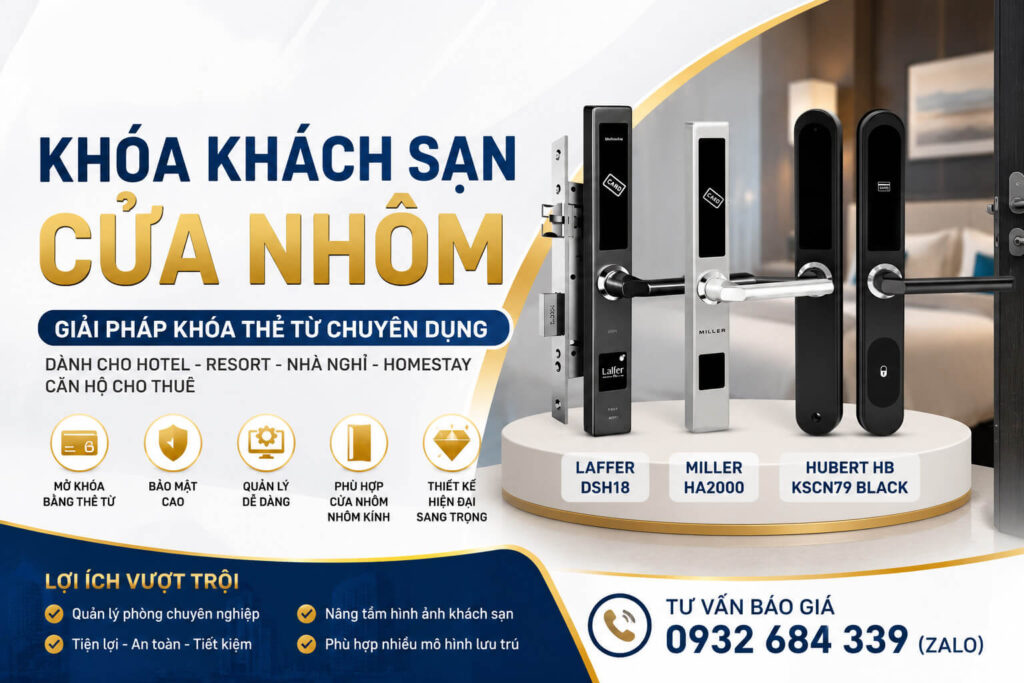 Mẫu Khoá Khách Sạn Cửa Nhôm | Khóa Thẻ Từ Cửa Nhôm Giá Tốt Khoá cửa nhôm khách sạn