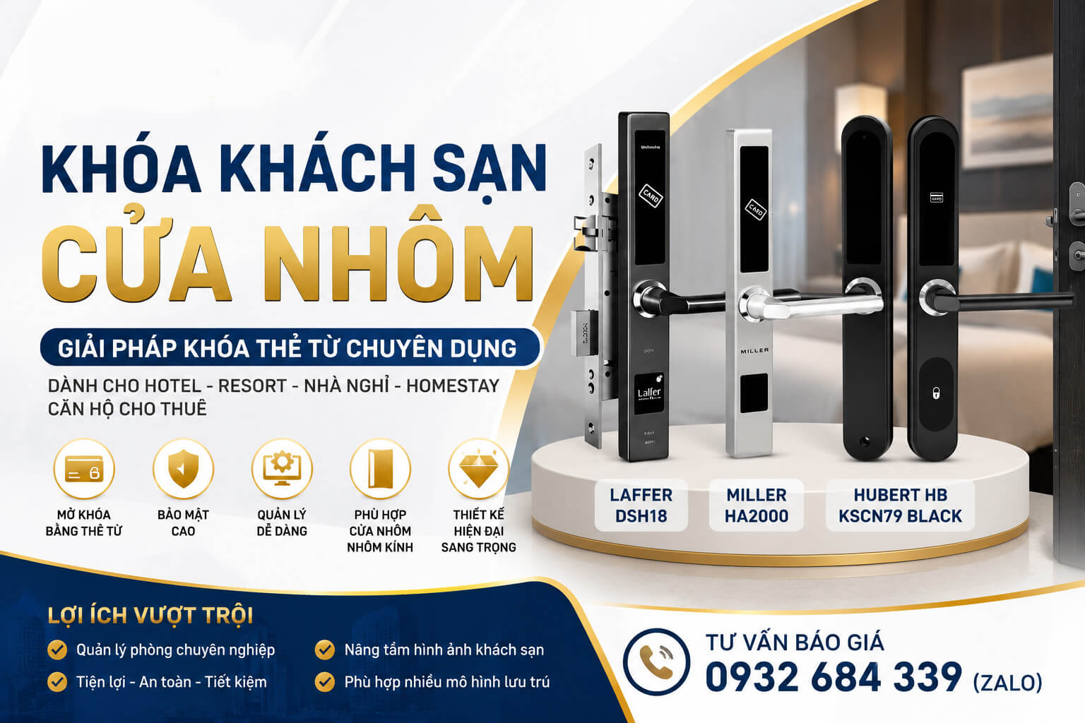 Mẫu Khoá Khách Sạn Cửa Nhôm | Khóa Thẻ Từ Cửa Nhôm Giá Tốt Khoá cửa nhôm khách sạn