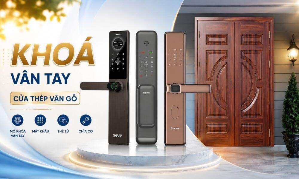 Kinh nghiệm chọn khoá vân tay cửa thép vân gỗ trước khi lắp