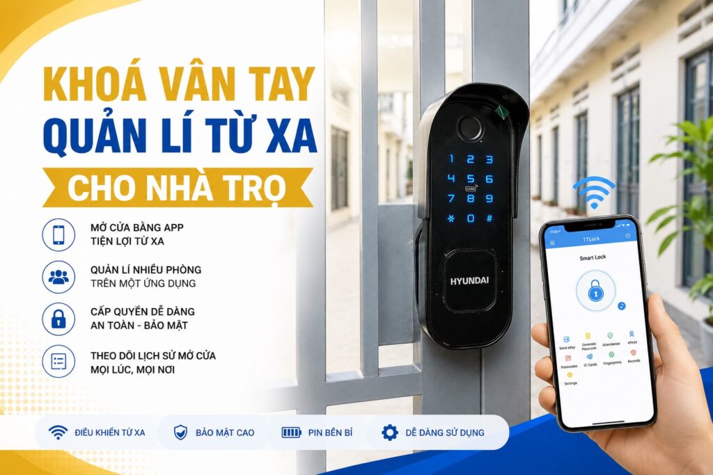 Khoá vân tay quản lí từ xa cho nhà trọ bằng điện thoại Khoá vân tay quản lí từ xa cho nhà trọ bằng điện thoại