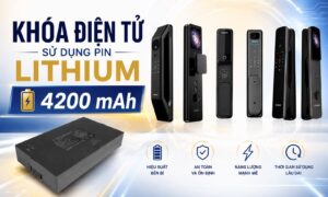 Khóa vân tay dùng pin sạc Lithium bền bỉ, tuổi thọ cao