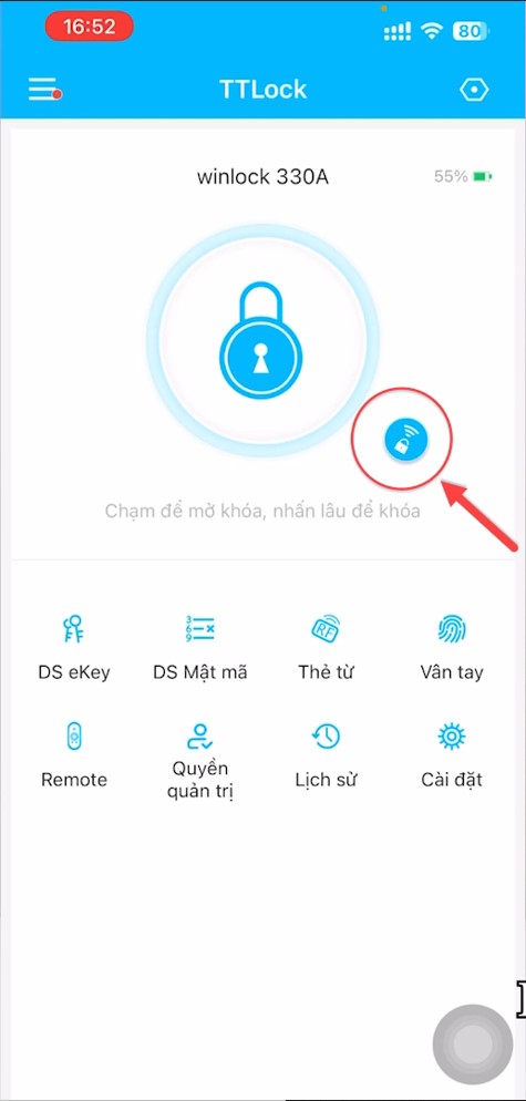 (TTLock) Hướng dẫn kết nối gateway điều khiển khóa từ xa bằng Wifi, 4G Bấm vào biểu tượng khóa nhỏ để mở khóa bằng wifi, 4G