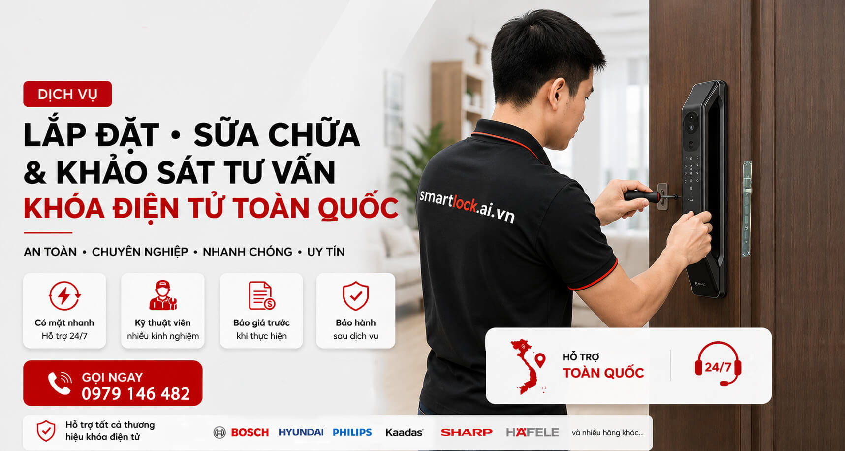 Phí Lắp Đặt Công Thợ Khóa Điện Tử, Phí Sửa Chữa Mới Nhất Dịch vụ lắp đặt, sửa chữa & Khảo sát tư vấn khoá điện tử Toàn Quốc