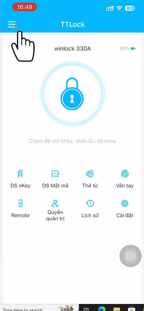 (TTLock) Hướng dẫn kết nối gateway điều khiển khóa từ xa bằng Wifi, 4G Bước 1 truy cập ứng dụng TTLock