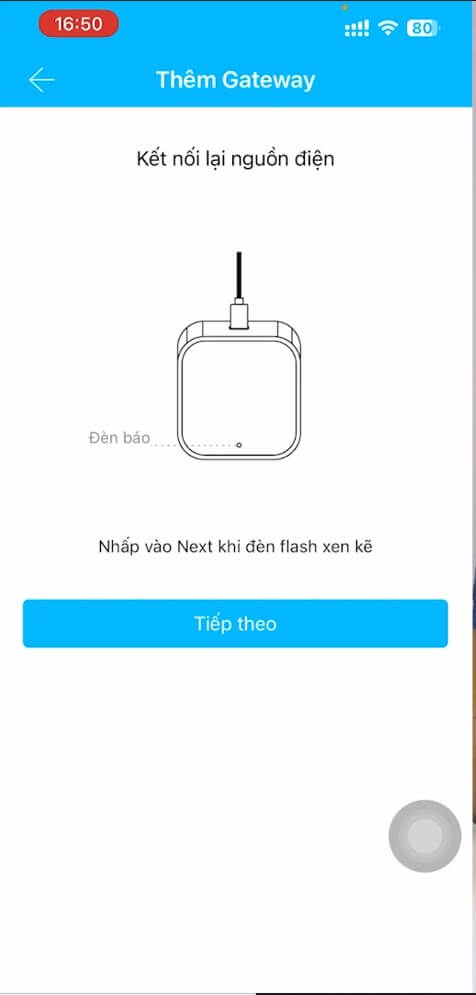 (TTLock) Hướng dẫn kết nối gateway điều khiển khóa từ xa bằng Wifi, 4G Bước 5 Đưa Gateway vào trạng thái ghép nối
