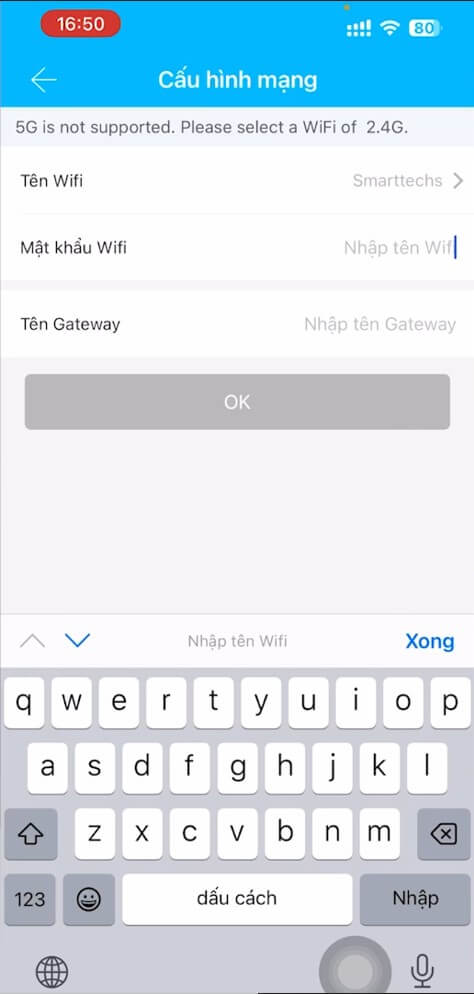 (TTLock) Hướng dẫn kết nối gateway điều khiển khóa từ xa bằng Wifi, 4G Bước 7 Kết nối Gateway với Wi-Fi