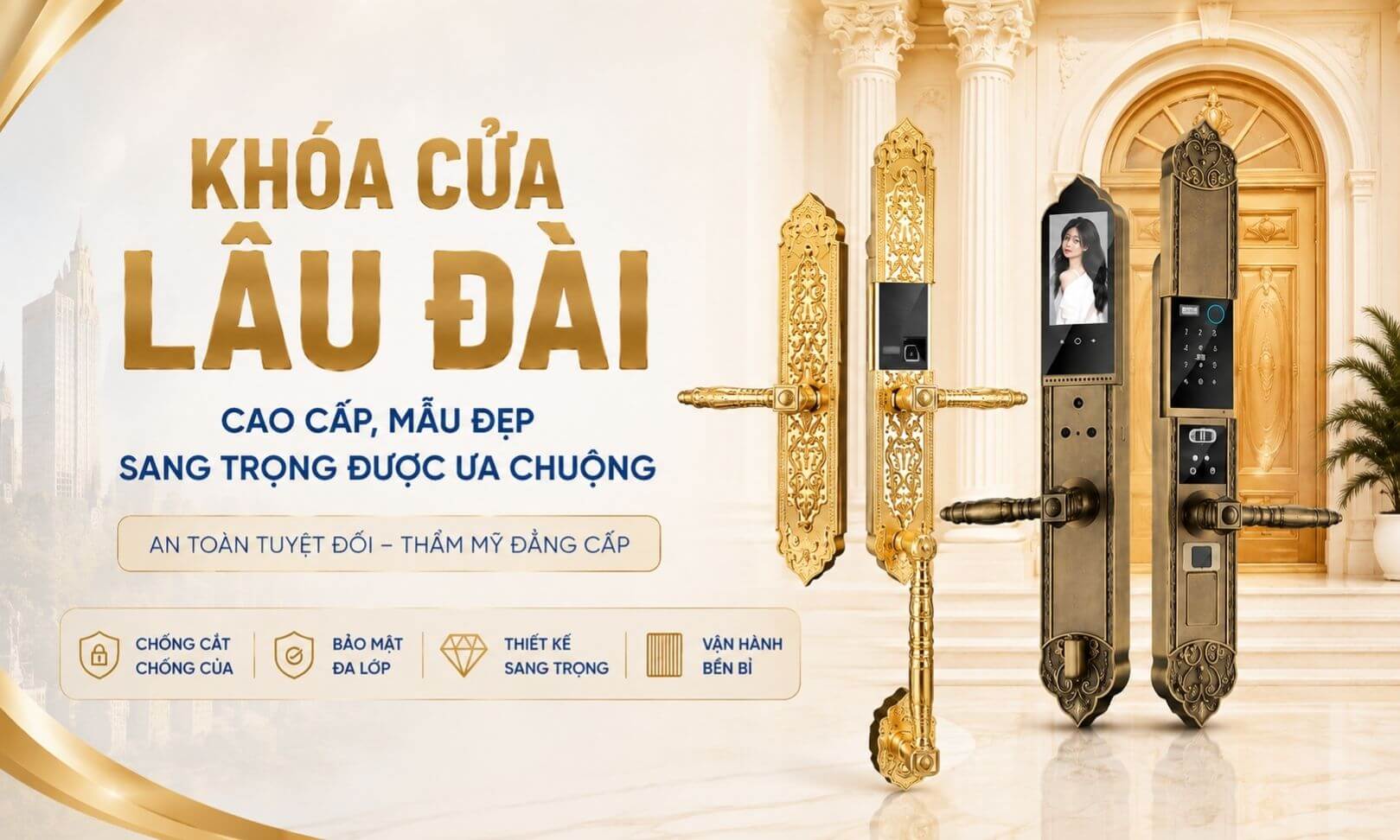 Khóa cửa lâu đài đẹp sang trọng, mẫu cao cấp hiện nay