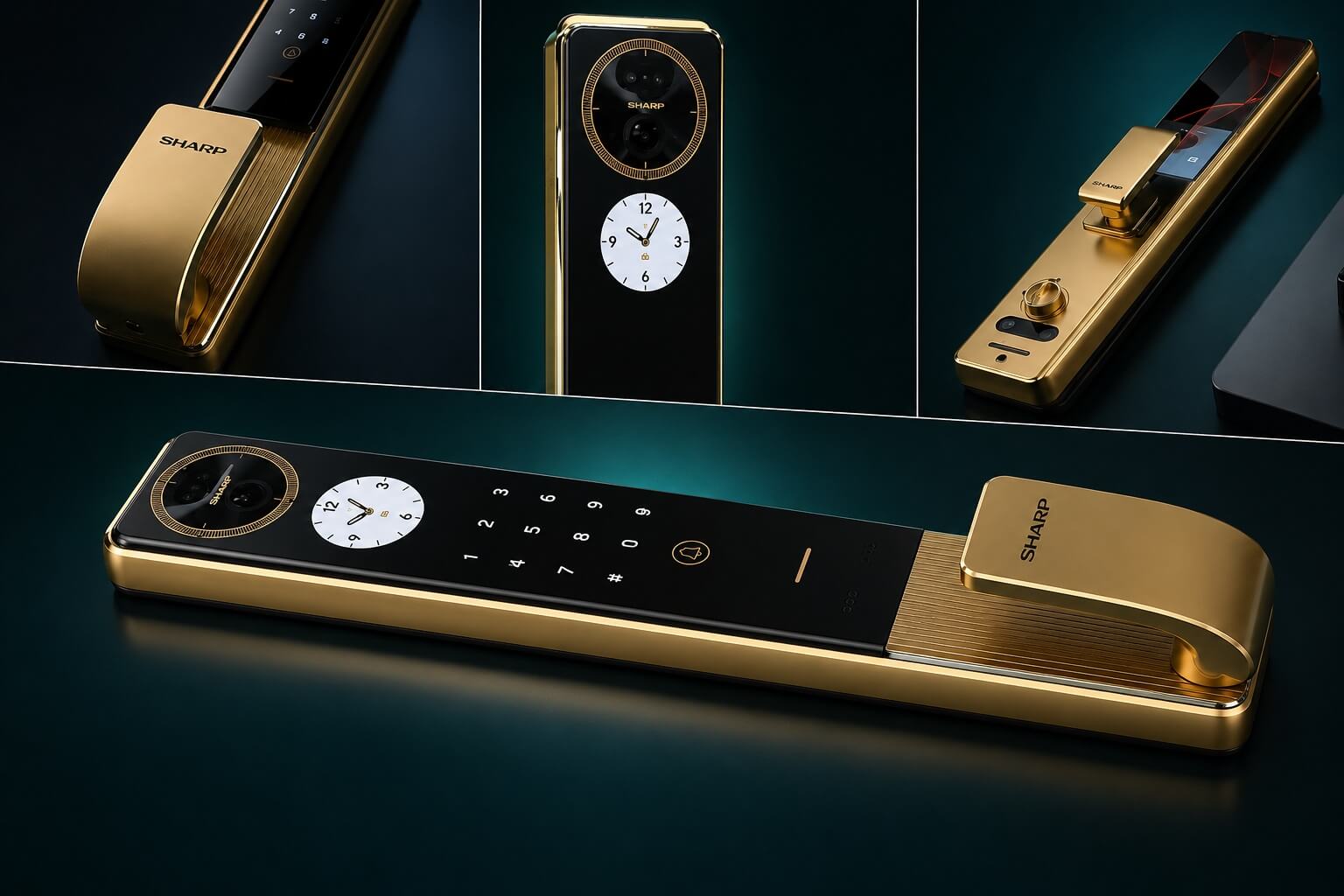 Khóa Cửa Cao Cấp Màu Vàng Gold Sang Trọng, Đẳng Cấp Khoá cửa vân tay Face ID SHARP H4FV (Màu Gold)