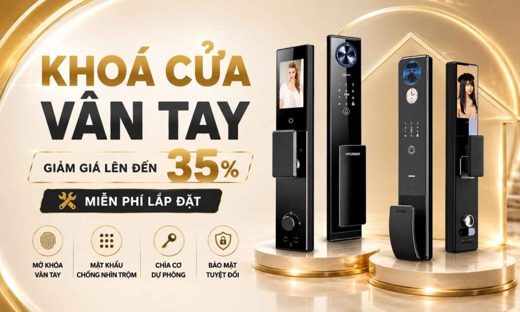 Khoá cửa vân tay giảm giá lên đến 35%, miễn phí lắp đặt