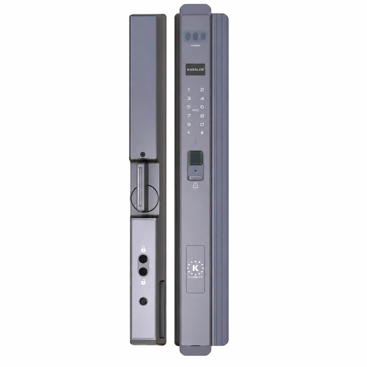 Khóa vân tay Kassler KL-539 CNC - VF PRO cho cửa nhôm, sắt Khóa vân tay cửa nhôm Kassler KL-539 CNC - VF PRO màu xám