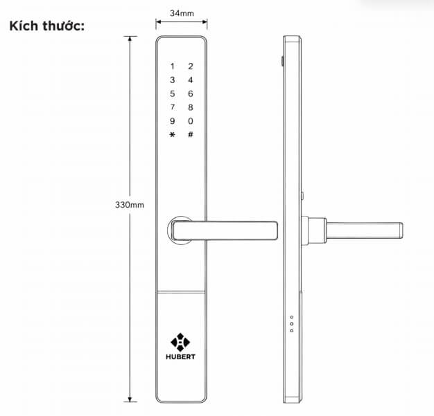 Khoá khách sạn Hubert HB KSCN81 TTHotel Kích thước khoá Hubert HB KSCN81 TTHotel