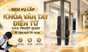 Dịch vụ lắp khóa vân tay điện tử cửa trượt quay