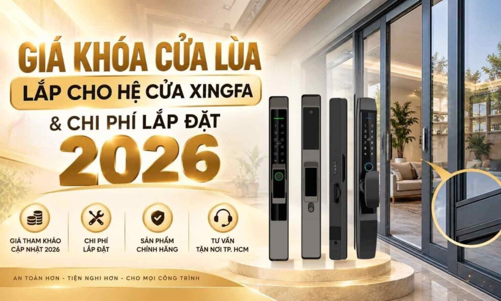 Giá khóa cửa lùa lắp cho hệ cửa Xingfa & chi phí lắp đặt 2026 Giá khóa cửa lùa lắp cho hệ cửa Xingfa
