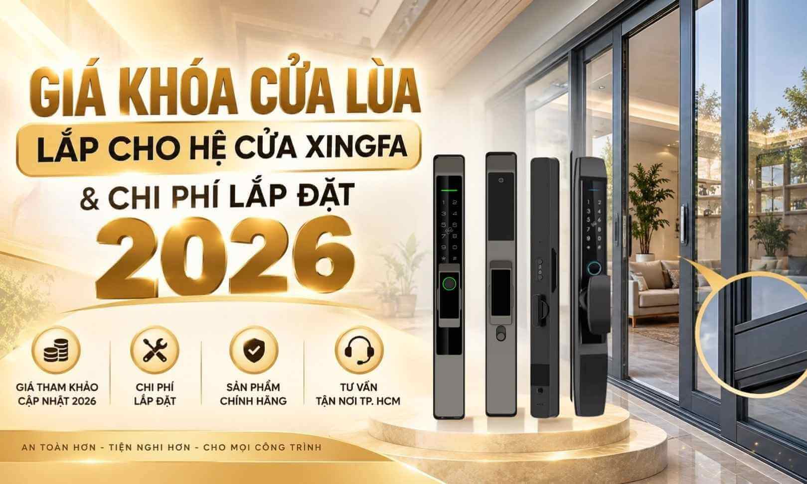 Giá khóa cửa lùa lắp cho hệ cửa Xingfa & chi phí lắp đặt 2026 Giá khóa cửa lùa lắp cho hệ cửa Xingfa