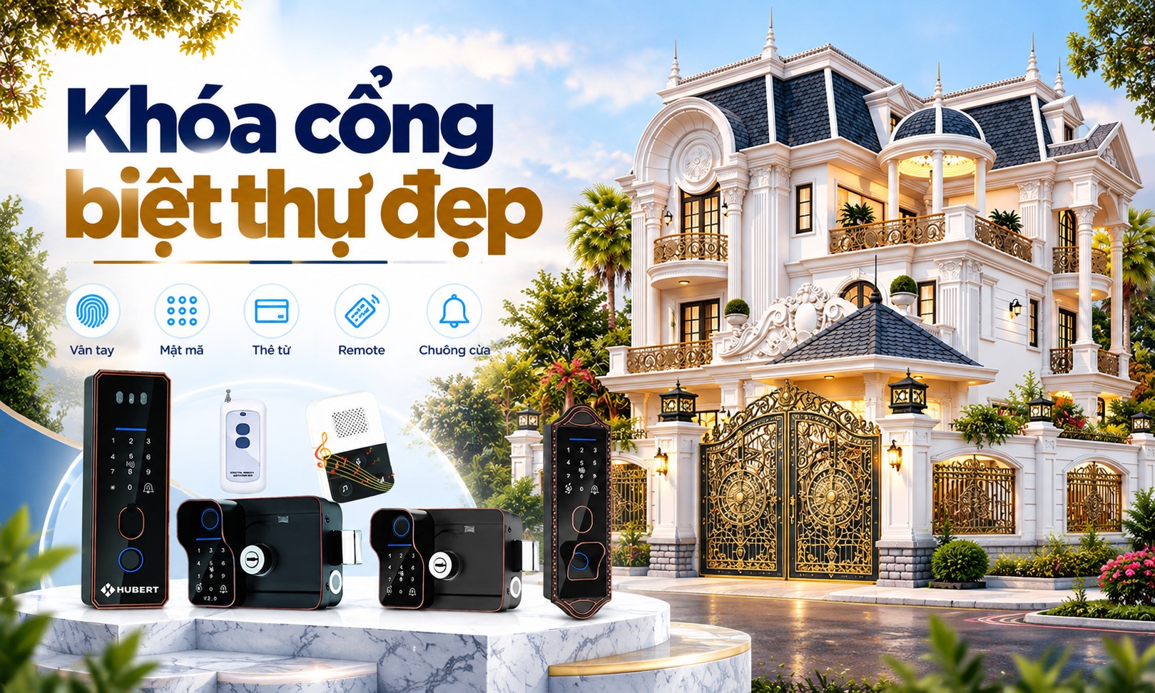 Các mẫu khóa cửa cổng biệt thự đẹp, lắp đặt tận nơi | Smart Lock