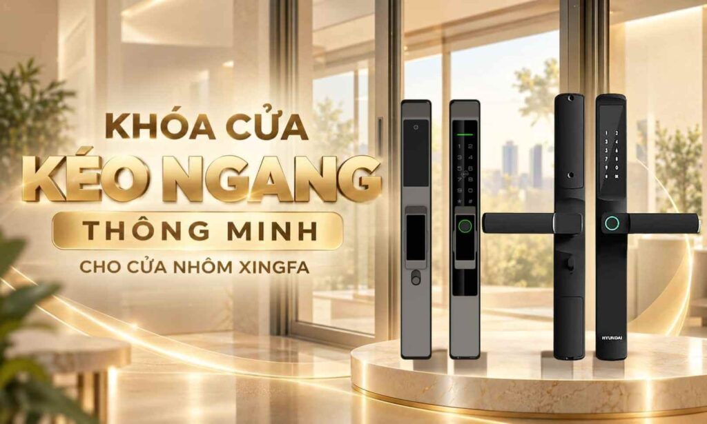 Khóa cửa kéo ngang thông minh cho cửa nhôm Xingfa