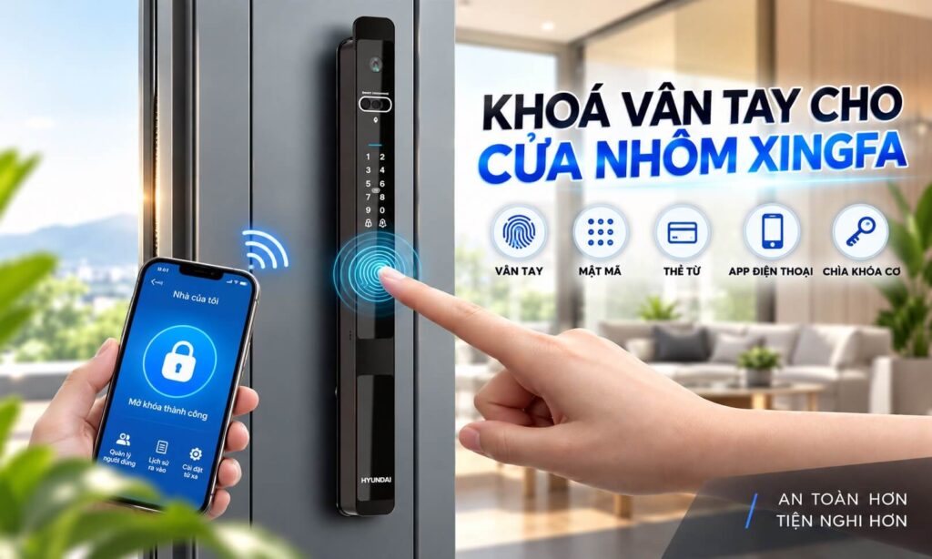Khóa cửa vân tay cho cửa nhôm Xingfa