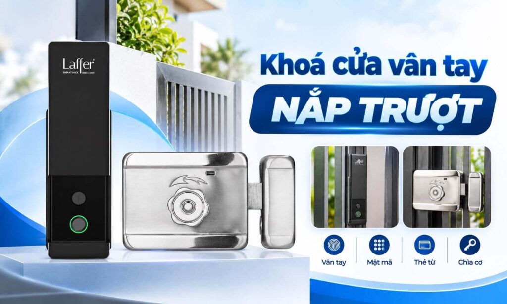 Khoá cửa vân tay nắp trượt cho cửa cổng, cửa ngoài trời Khoá cửa vân tay nắp trượt cho cửa cổng, cửa ngoài trời