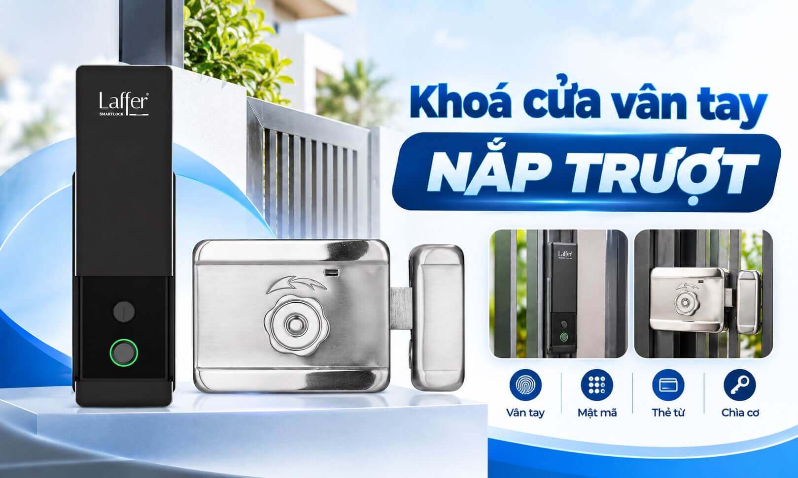 Khoá cửa vân tay nắp trượt cho cửa cổng, cửa ngoài trời