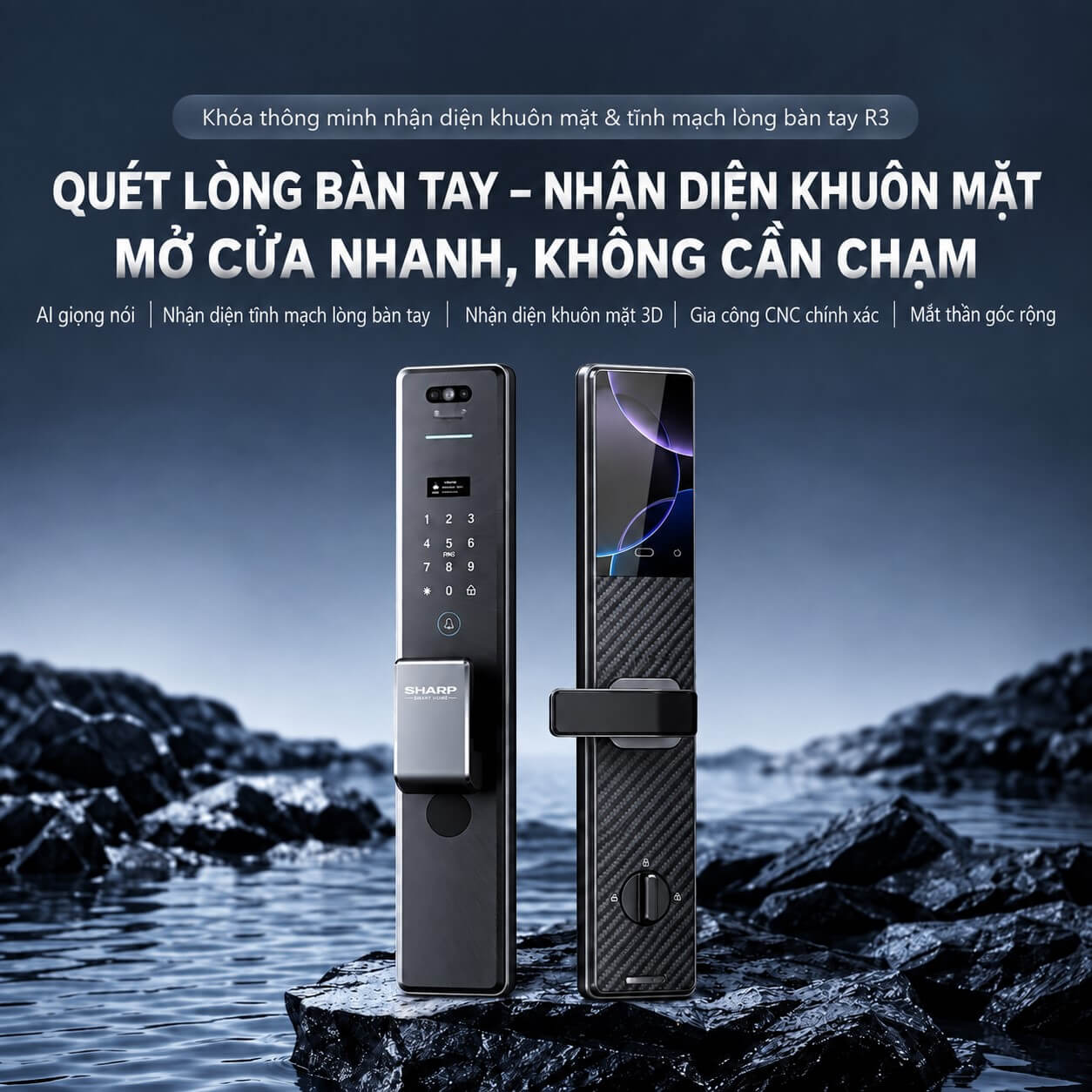 Khóa điện tử vân tay thông minh Sharp R3 FV Khóa điện tử vân tay thông minh Sharp R3 FV