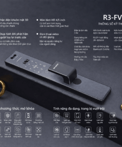 Khóa cửa vân tay điện tử SHARP R3 FV Khóa vân tay Sharp R3-FV tích hợp hệ thống cảnh báo và giám sát cửa thông minh