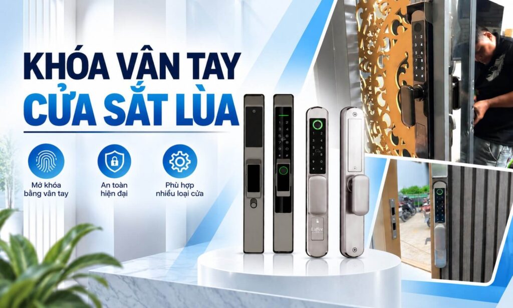 Khóa vân tay cửa sắt lùa, mẫu đẹp, giá tốt và lắp đặt tận nơi Khóa vân tay cửa sắt lùa, mẫu đẹp, giá tốt và lắp đặt tận nơi