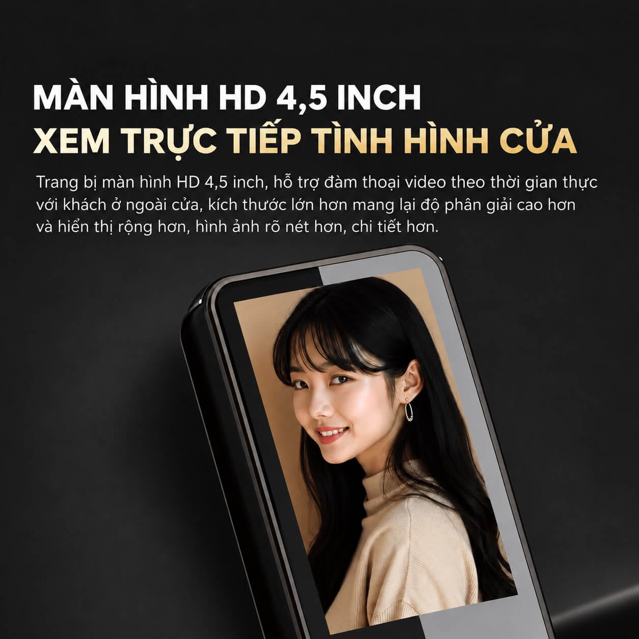 Khóa cửa vân tay điện tử SHARP R3 FV Màn hình HD 4,5 inch hỗ trợ quan sát và đàm thoại video