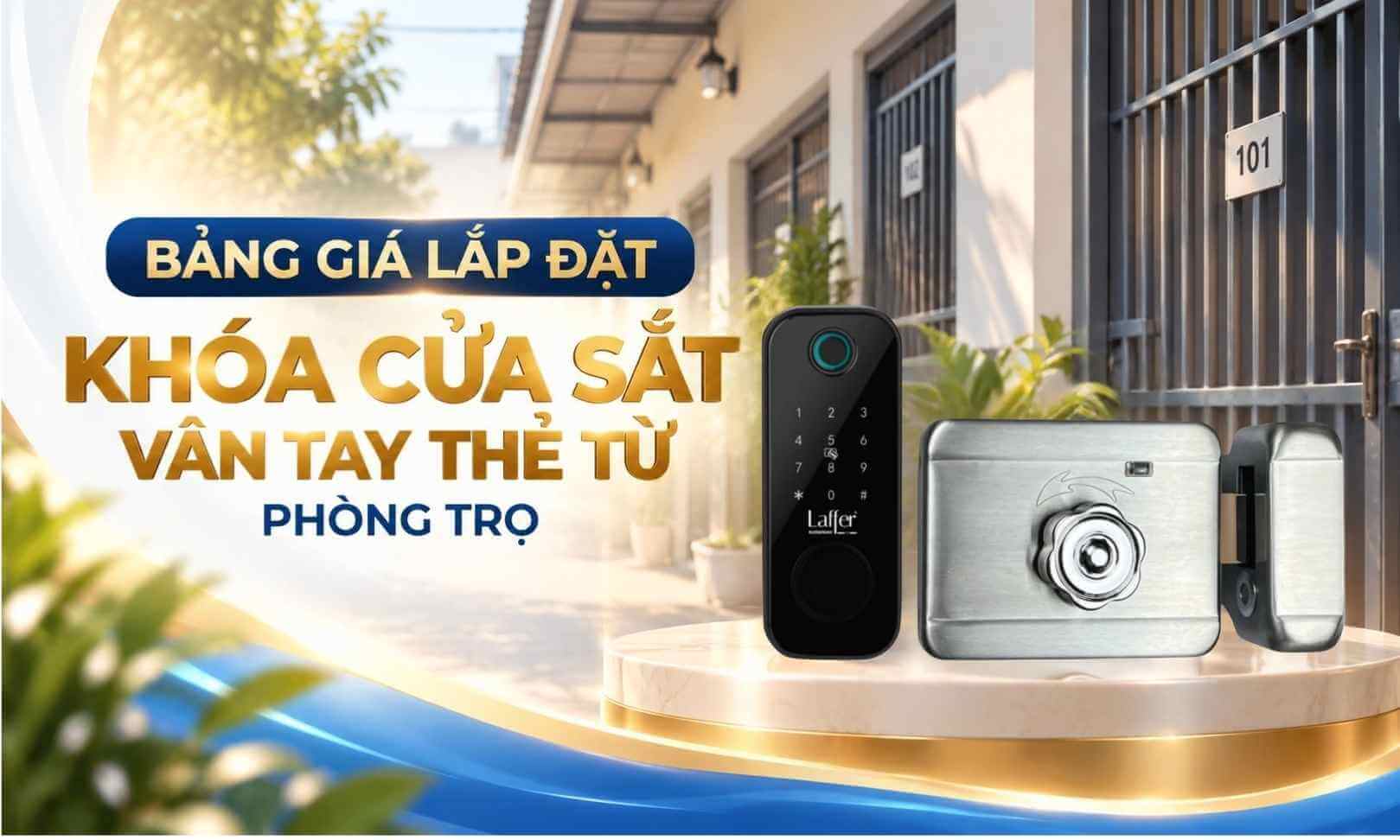 Bảng giá lắp đặt khóa cửa sắt vân tay thẻ từ phòng trọ
