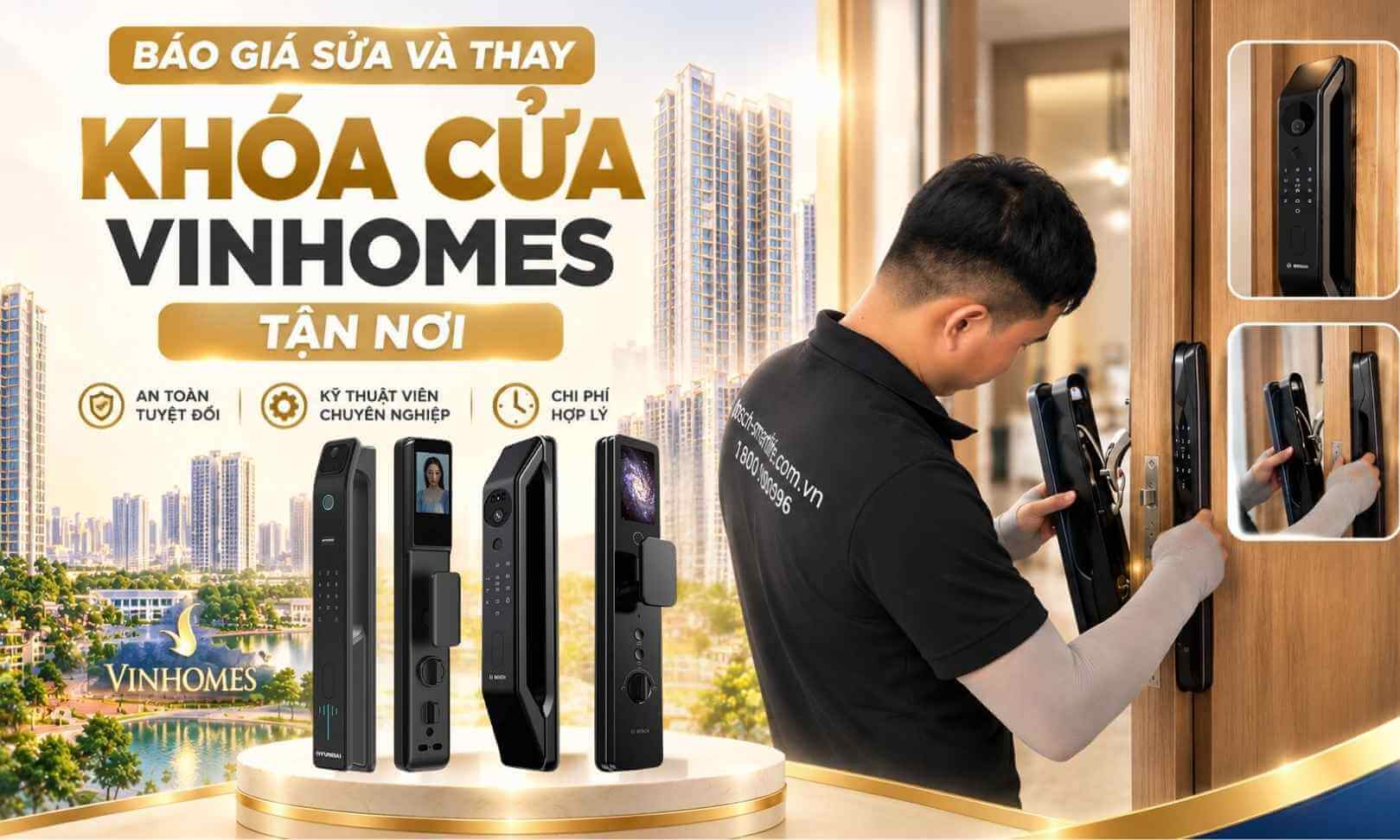 Báo giá sửa và thay khoá cửa Vinhomes tận nơi |Smart Lock Báo giá sửa và thay khoá cửa Vinhomes tận nơi